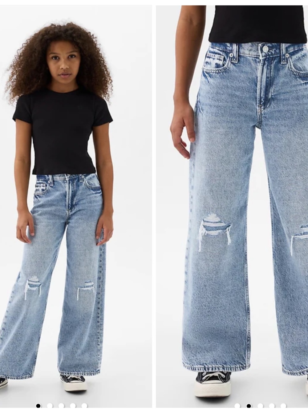 GAP Low rise Stride Wide Leg Distressed Jeans - Kids sz 14